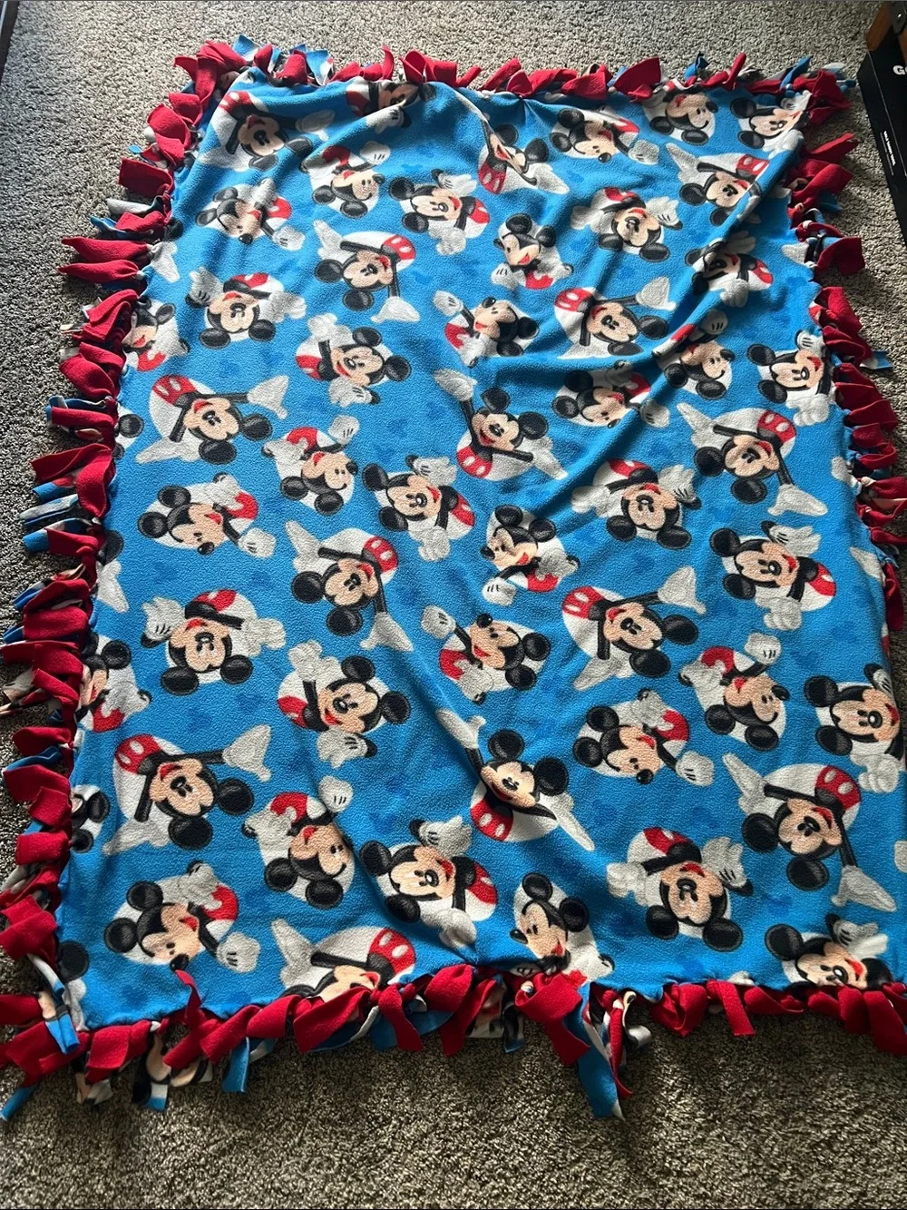 Mickey Mouse Blue Fleece Tie-Blanket - Kids Cozy Throw